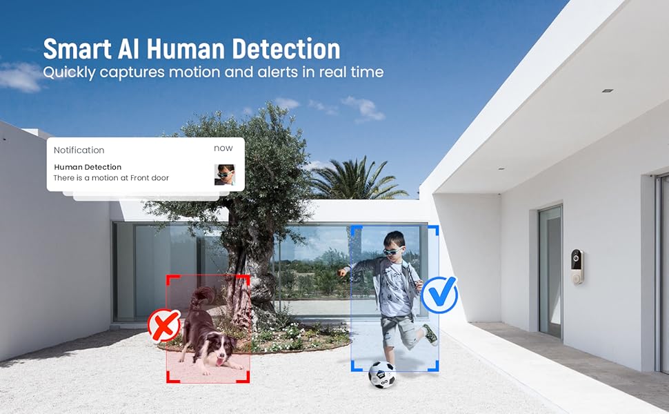 wireless doorbell camera AI human detection