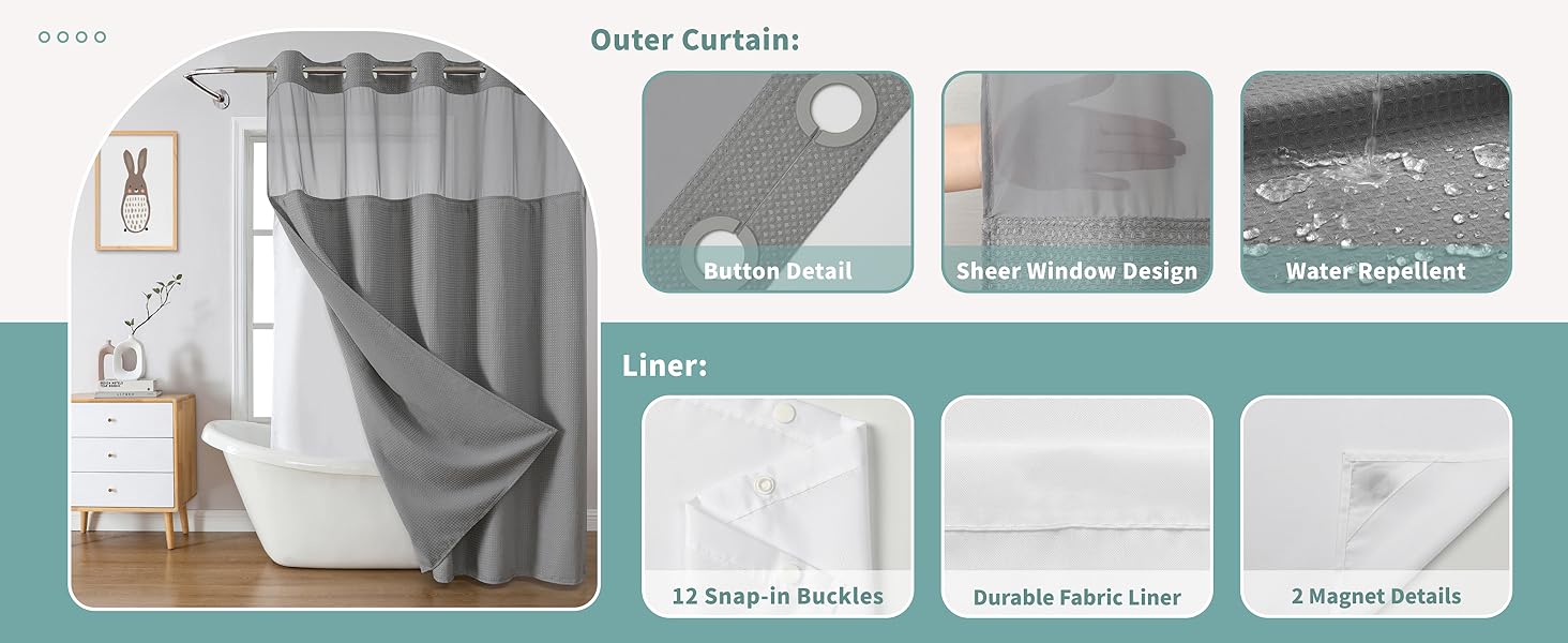 hookless waffle shower curtain