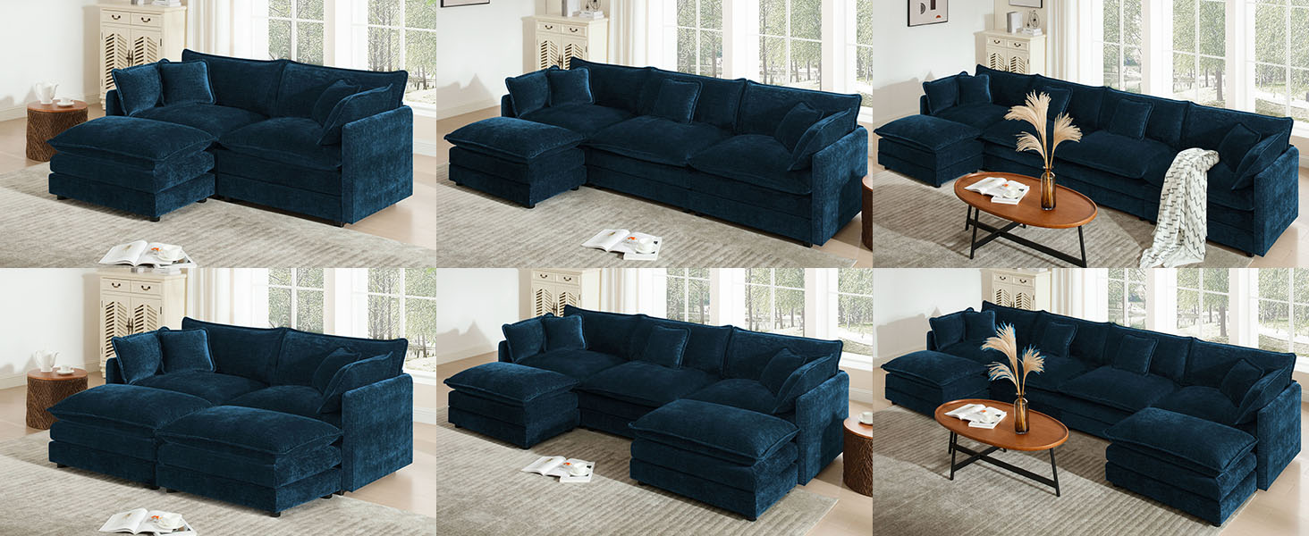 Qupeife Cloud Sectional Couch, 111.5" L Shaped Deep Seat