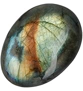 Rockcloud Irregular Polished Labradorite Palm Stones Worry Stones Pebble Healing Crystal with Vel...