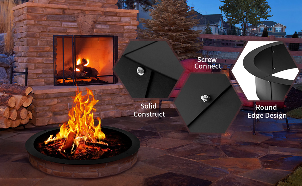 Migoda Fire Pit Ring,Fire Ring Insert DIY Campfire Liner