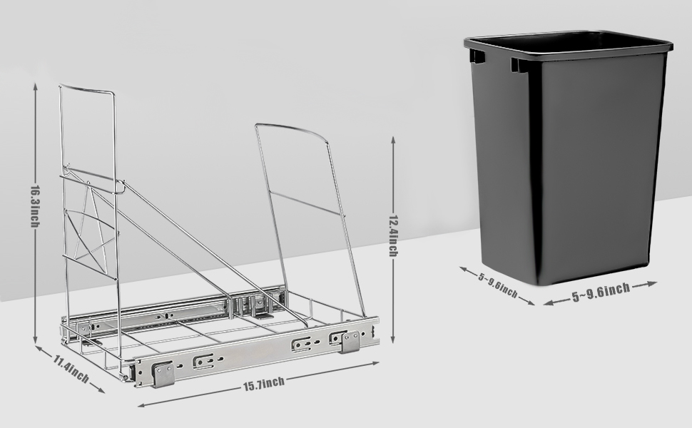 KERUITA Pull Out Trash Can Under Adjustable,Heavy