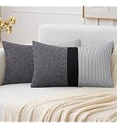 Adabana Stripe Pillow Covers 12x20 Set of 2 Square Patchwork Linen Decorative Lumbar Throw Pillow...
