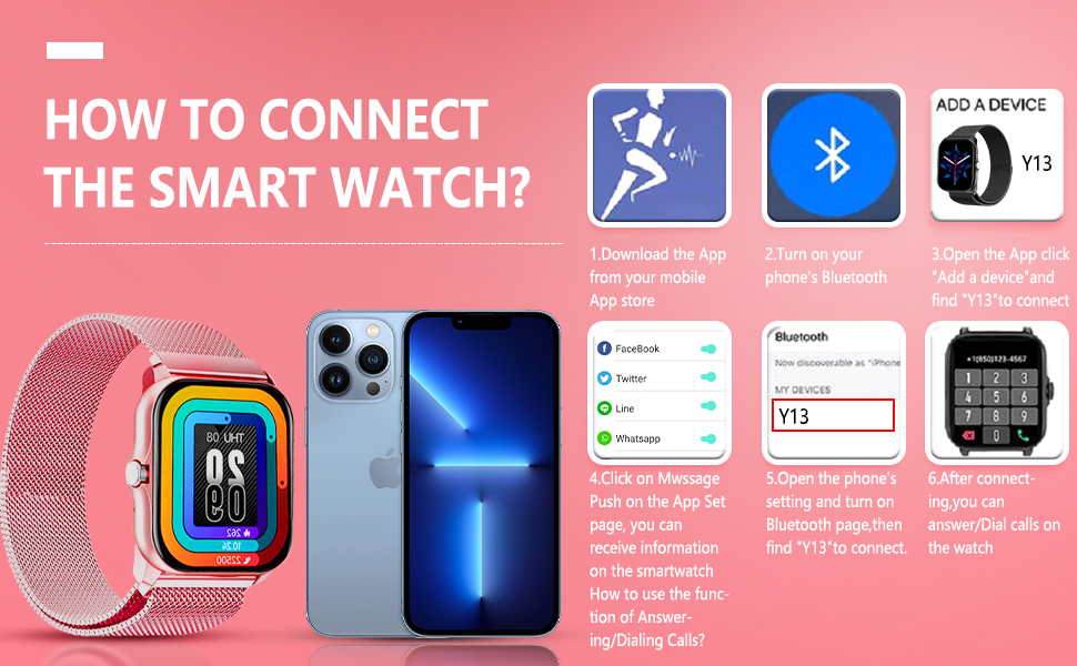 Fitness Tracker Smart Watch for Android iOS Phone Fitness