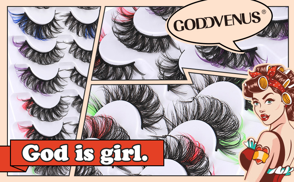 Eyelashes with color