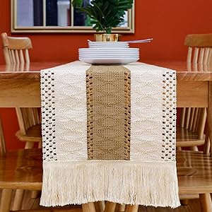 Macrame Table Runner Splicing Cotton and Burlap Table Runner