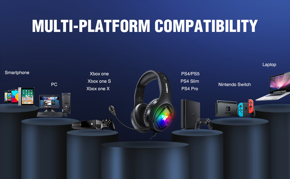 Gaming Headset with Mic for PS4 PS5 Xbox one PC, RGB Stereo