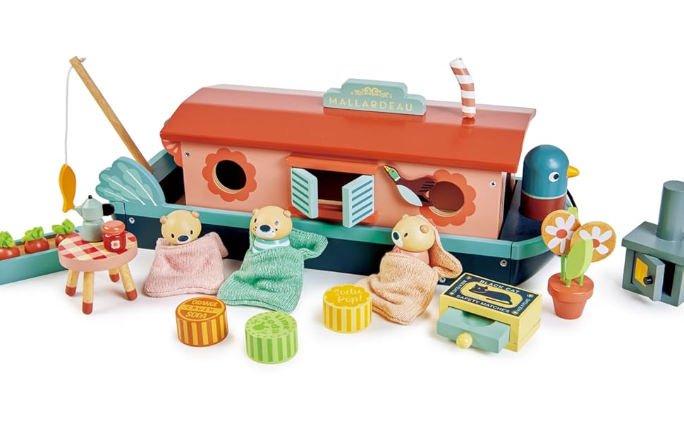 Tender Leaf Toys Little Otter Canal Boat Wooden Doll's House River