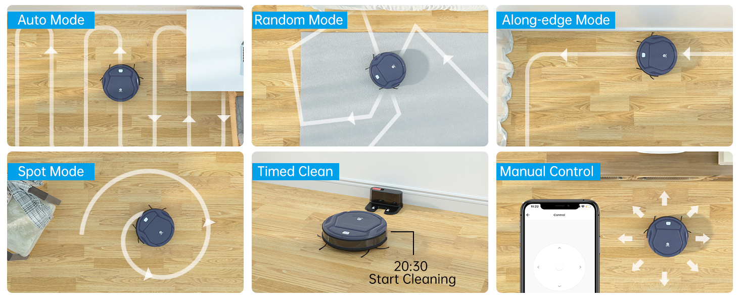 OKP K2 Robot Vacuums, 2000Pa Strong Suction, 120Mins Run time, Works