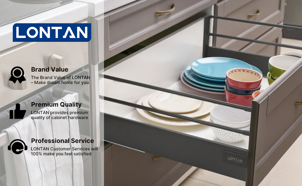 LONTAN 1 Pair Soft Close Drawer Slide 22 Inch Heavy Duty Drawer Slides