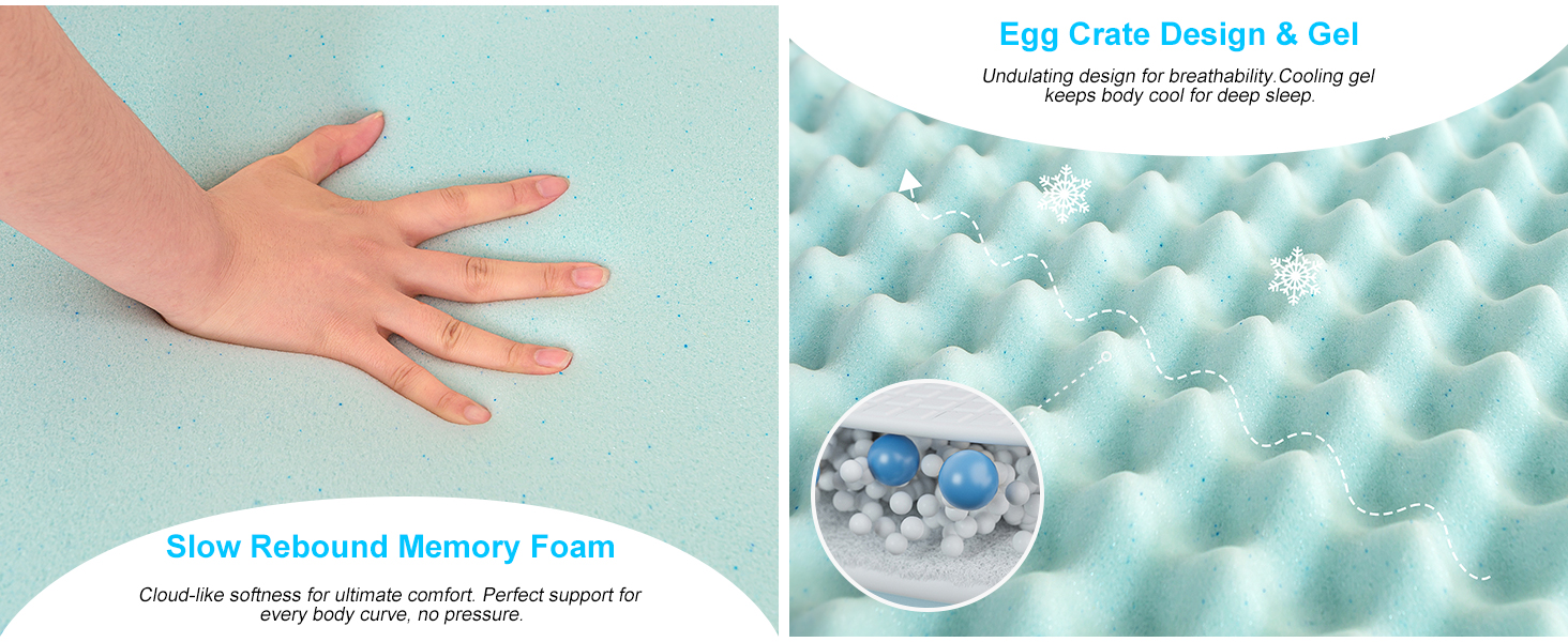 MUUEGM Mattress Topper, 2 Inch Full Memory Foam Mattress