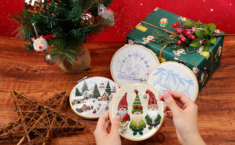 christmas embroidery, embroidery kit christmas, embroidery kits for adults