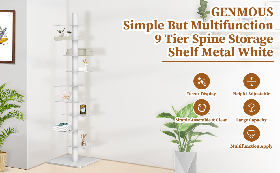  Tier Metal Vertical Bookshelf Tower