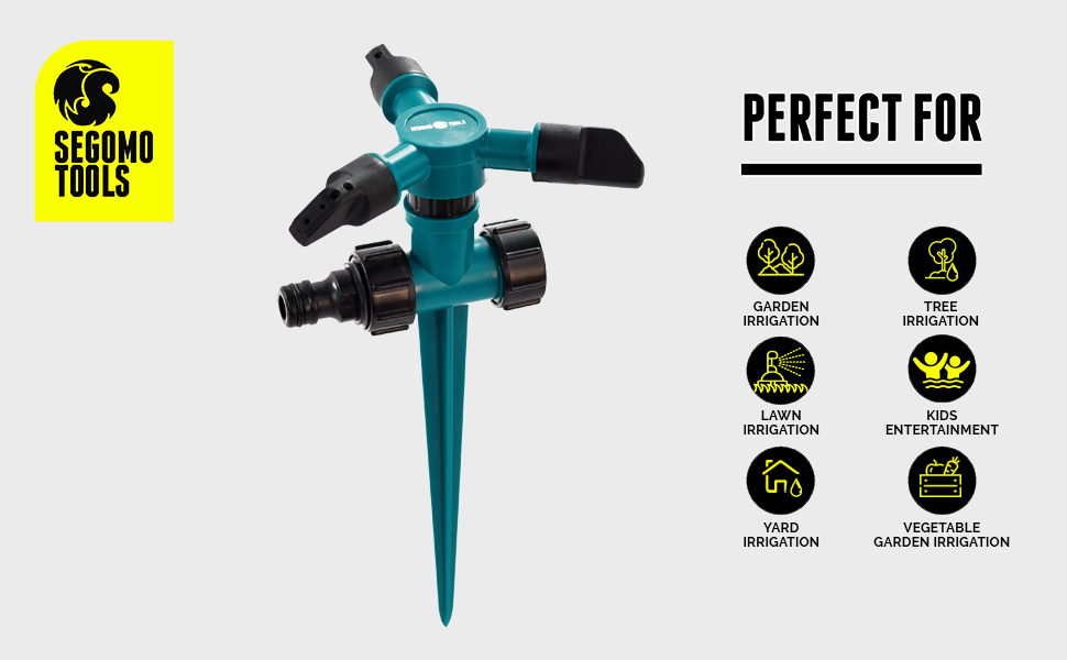 Segomo Tools 360 Degree Rotating Raised Garden Lawn Water Sprinkler Garden Sprinkler Water