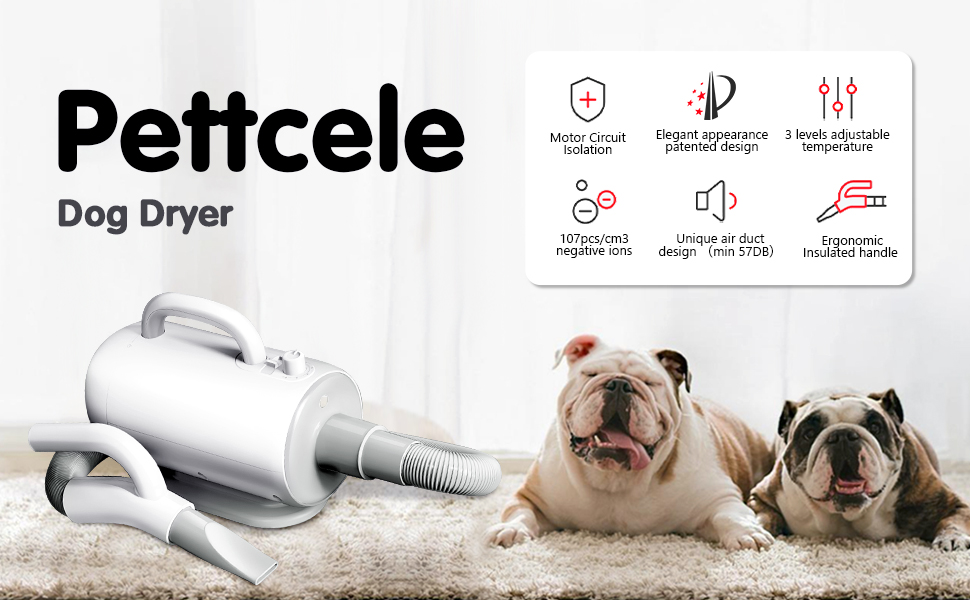 Pettcele Dog Dryer, Pet Hair Force Dryer, Dog Blow Dryer