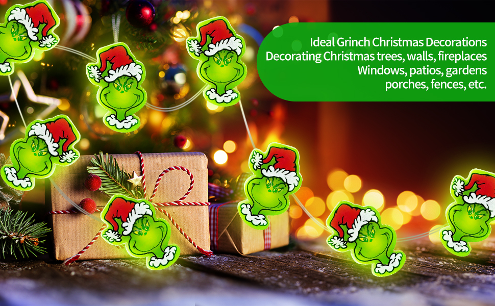 CRCZK [Timer] 15 FT 40 PCS LED Christmas Grinch Lights