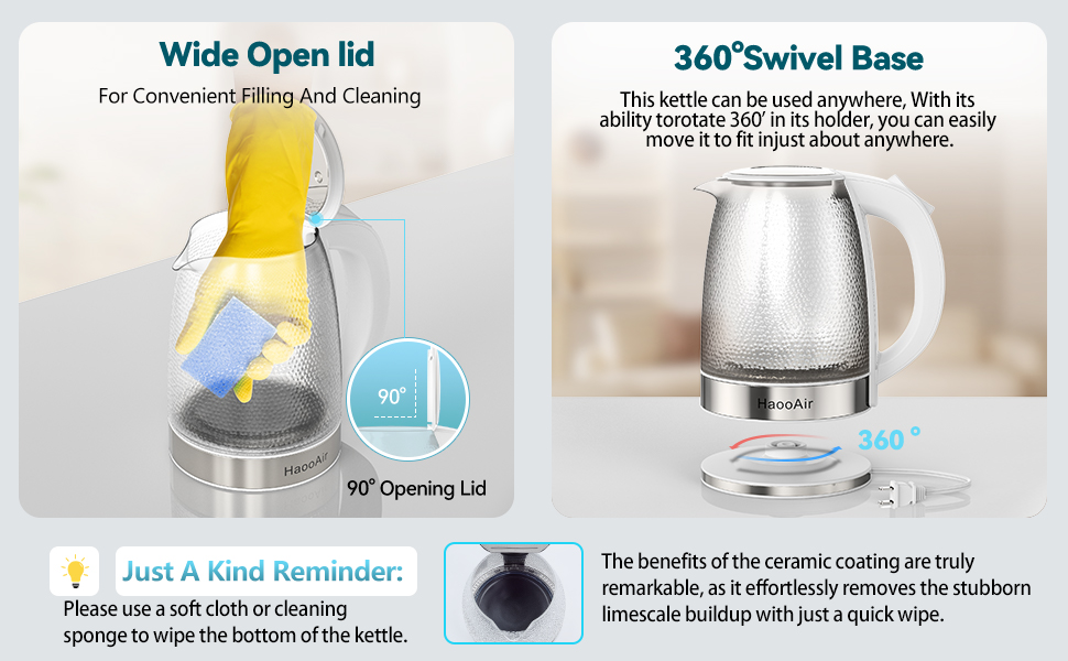 Electric Kettle Hammered Glasses Kettle,Easy to clean Limescale Inner liner Hot Water Boiler