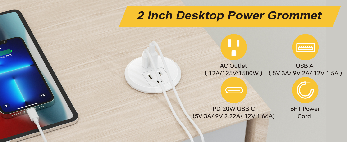 2 Inch desktop power grommet