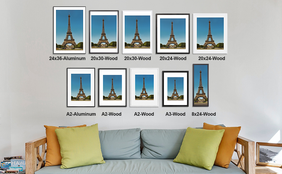 HOMESEVEN 20x24 Frame, 20x24 Picture Frame Matted to 16x20, Solid Wood Poster FrameHorizontal