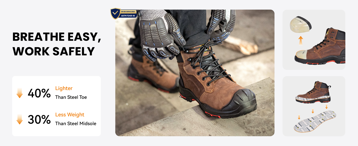 men women hombres composite toe waterproof leather work safety boot boots slip on oil resistant