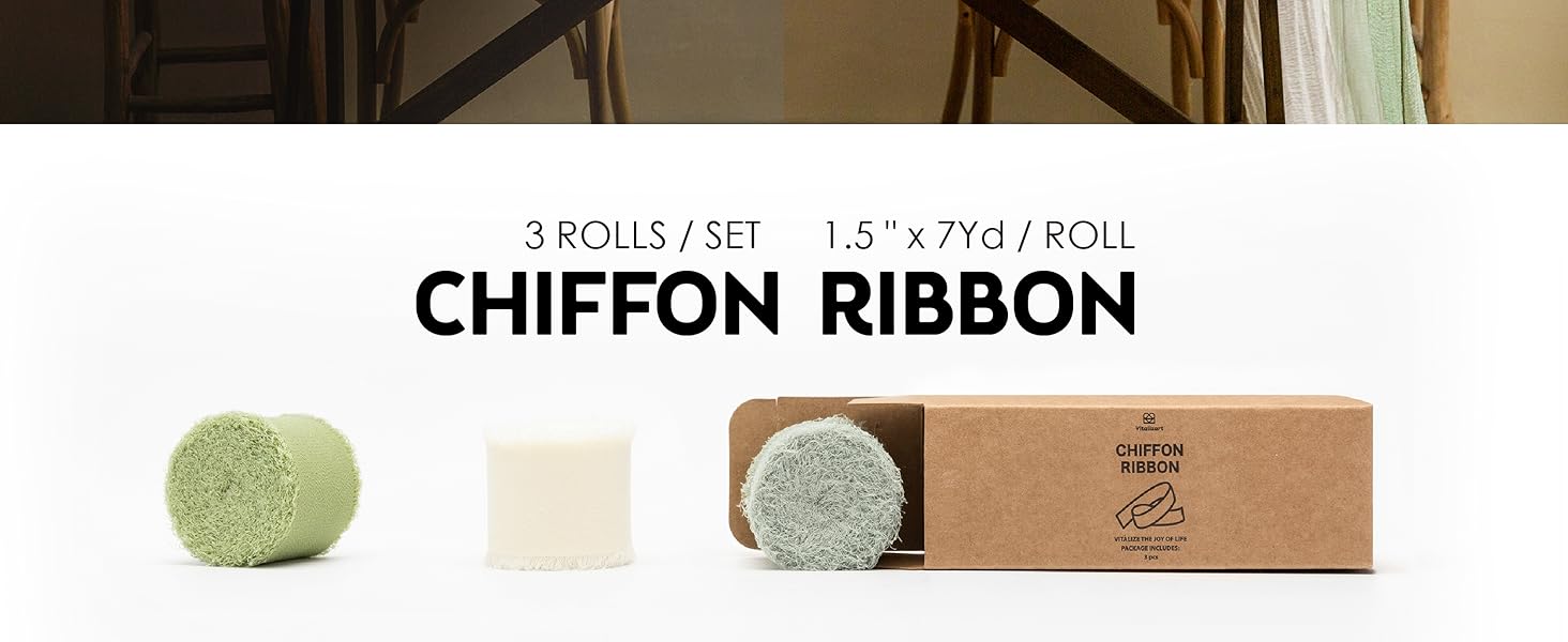 Vitalizart Sage Green Handmade Chiffon Silk Ribbon Fringe 1.5" x 21 Yd