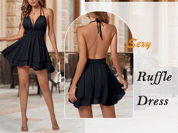 VIP【関税送料無料】希少 Matteau Deep V-neck mini dress Amazon.com: Allegra K Women's Halter Deep V Neck Sleeveless