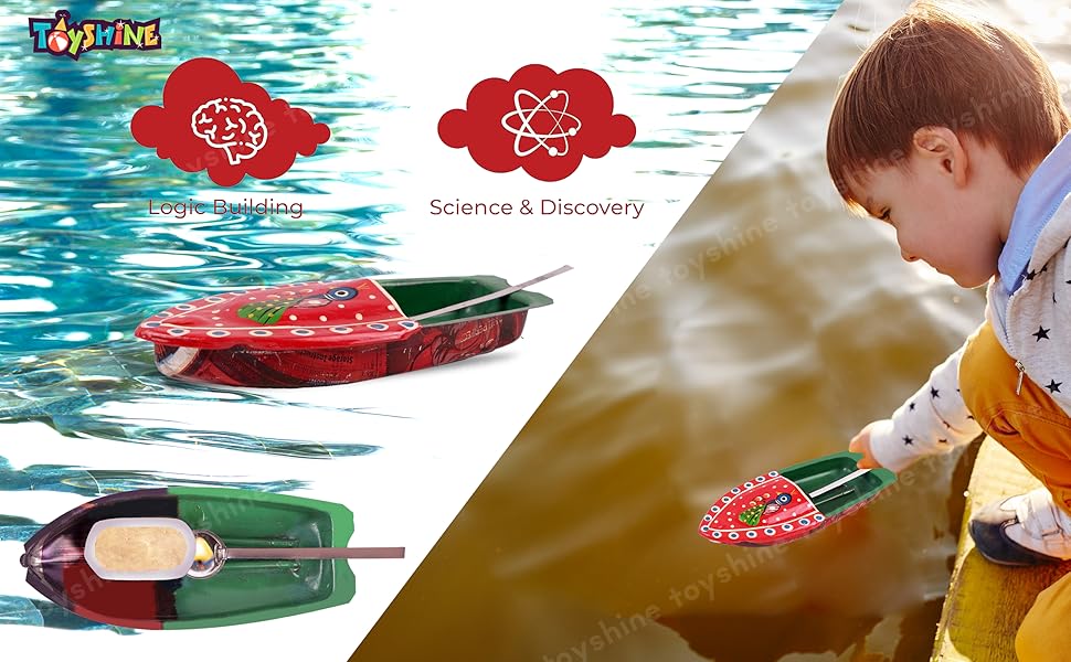 oyshine Classic Steam Powered Tin Metal Boat, Pop Pop Putt Putt Nav