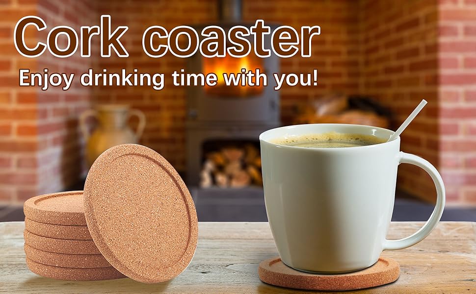 18 Pcs Cork Coasters with Lip，Absorbent Drink Coaster with