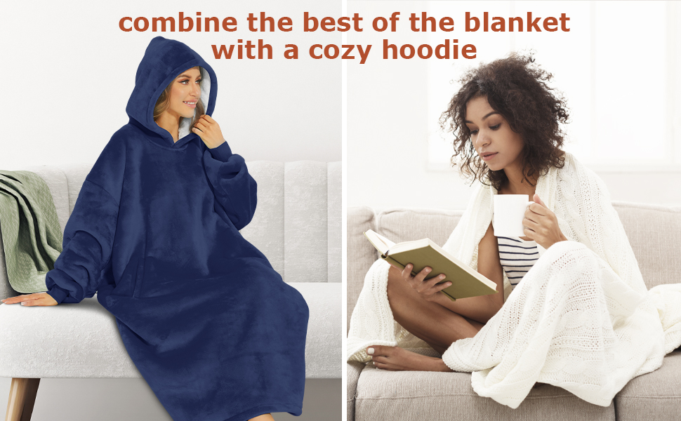 Venustas Wearable Blanket Hoodie, Oversized Sherpa Hooded