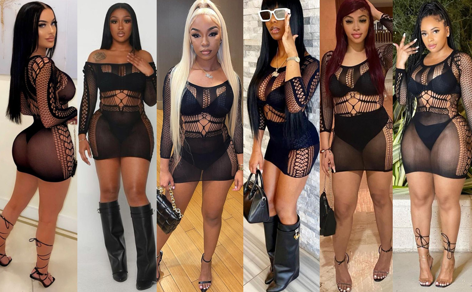 women fishnet bodysuit