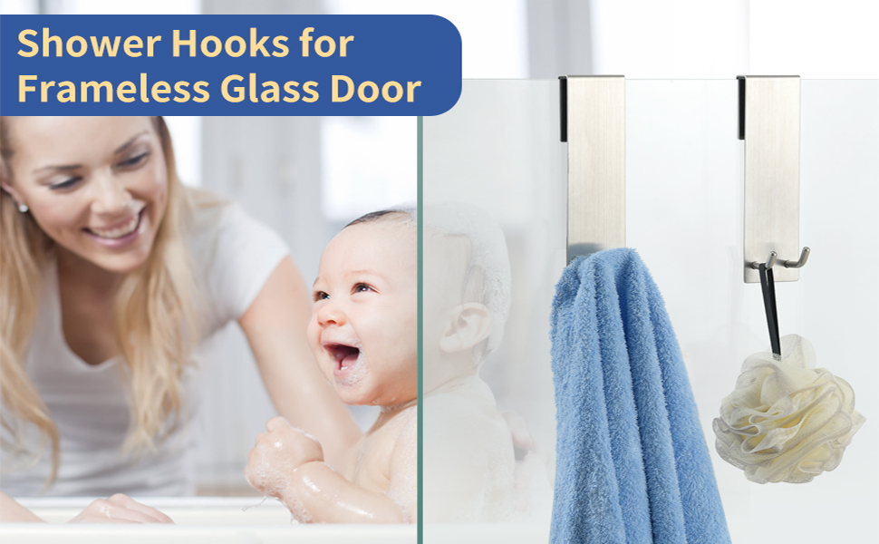 Happyiren Over The Door Towel Hooks Hanger Holder for Frameless Glass