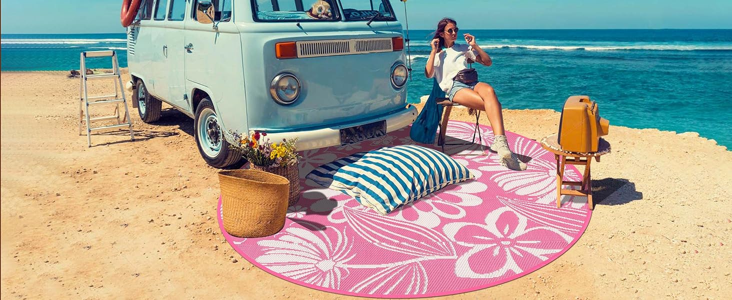 pink outdoor rug 