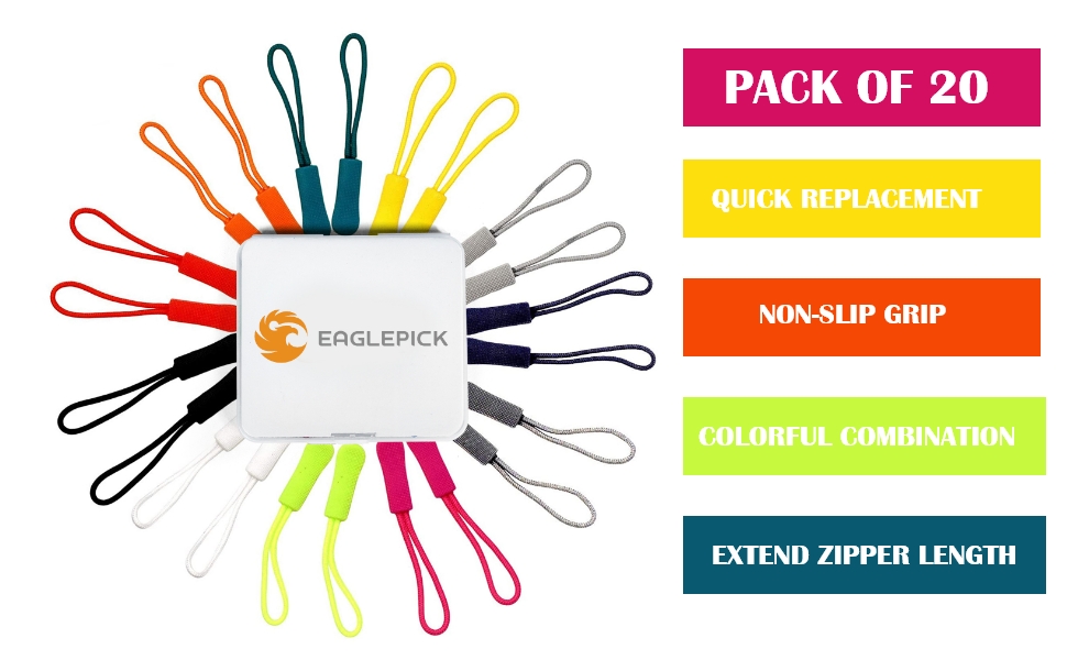 Nylon Zipper Pull Replacement Kit 20 Pack Luggage Zipper