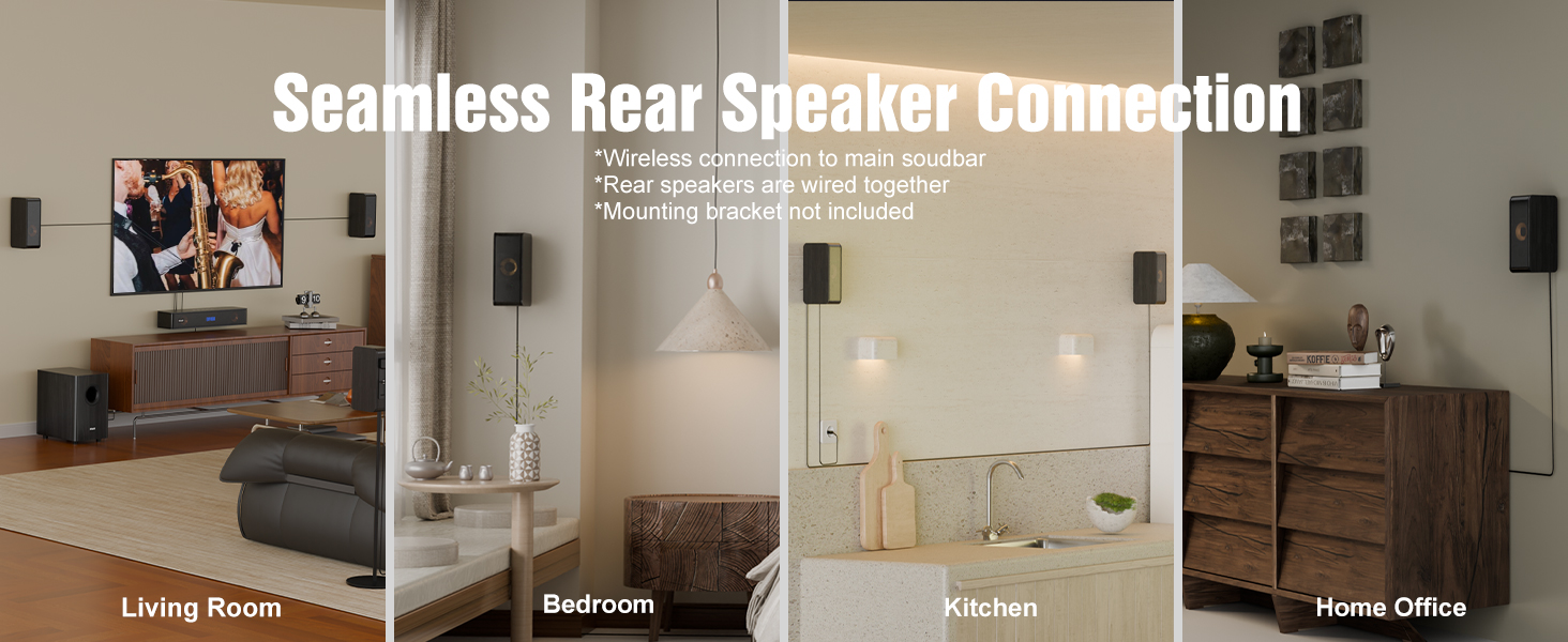 Wireless Rear Speakers for Flexible Placement