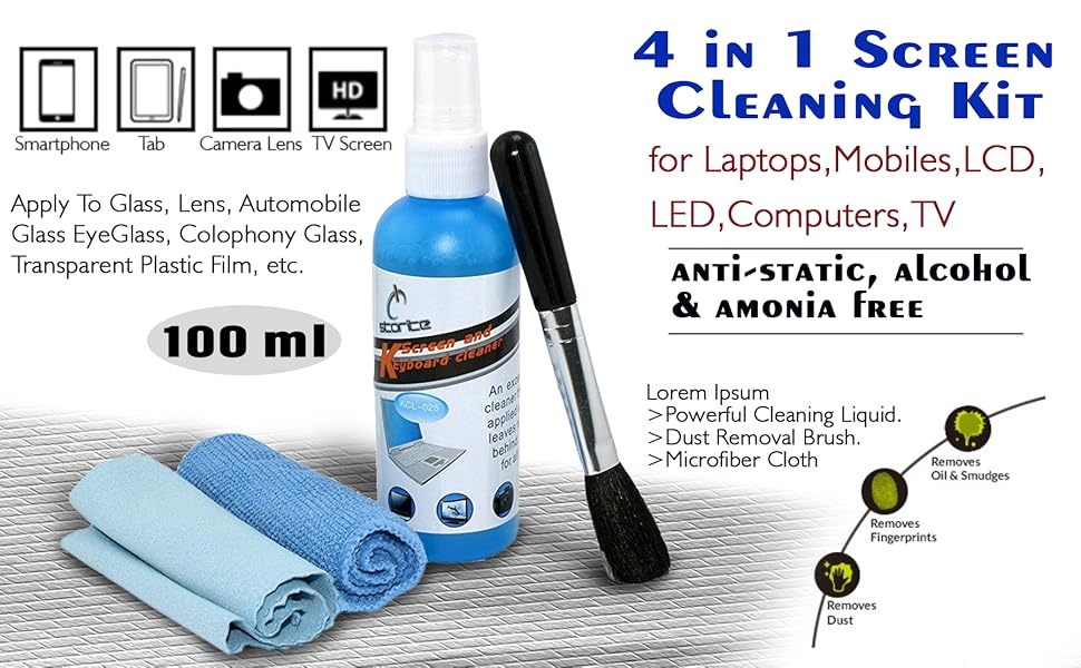 Buy Storite 4 In 1 Screen Cleaning Kit For Laptops,Mobiles, LCD, LED