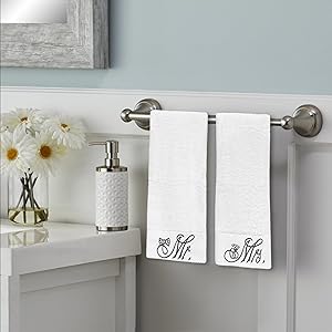 Mr and mrs hand towels his and hers wedding anniversary bridal shower gift gifting 