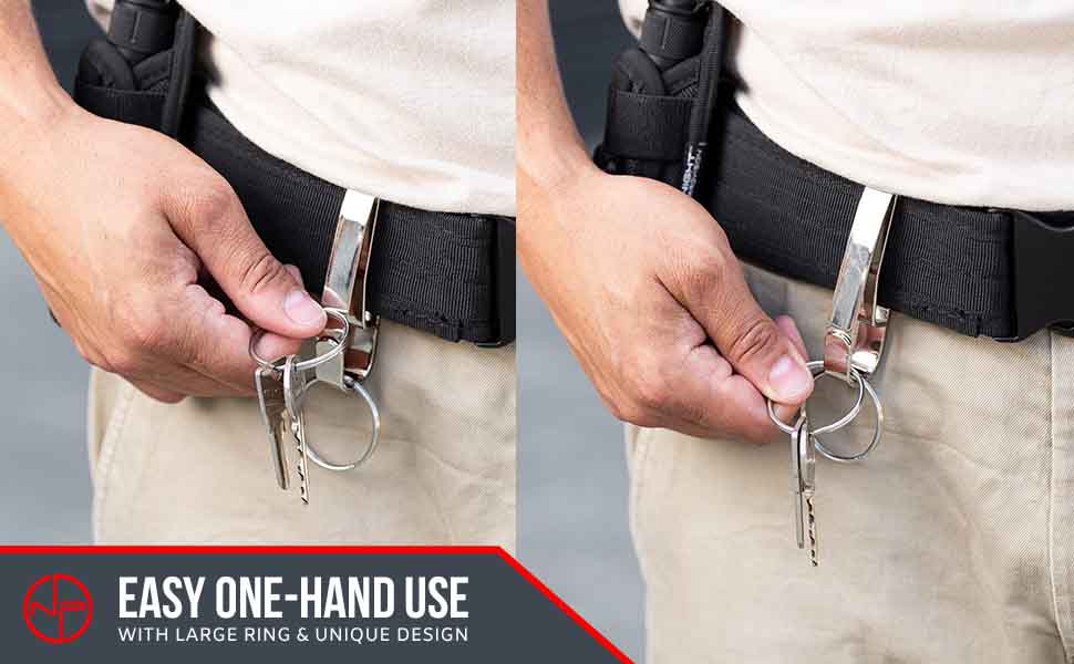 TKHCRM Chrome Tactical Key Ring Holder for Duty Belts