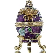 Faberge Egg Trinket Boxes Hinged Crystal Jeweled Easter Machi Egg Ornament Jewelry Ring Holder Bo...