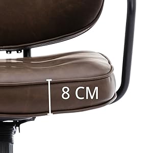 Leather Home Office Chair Swivel Computer Desk Chair Height Adjustable, Brown 14 3