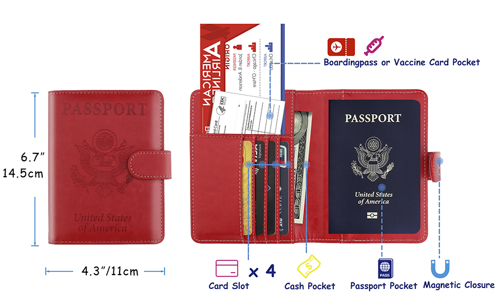 TOURSUIT RFID Passport and Vaccine Card Holder Combo