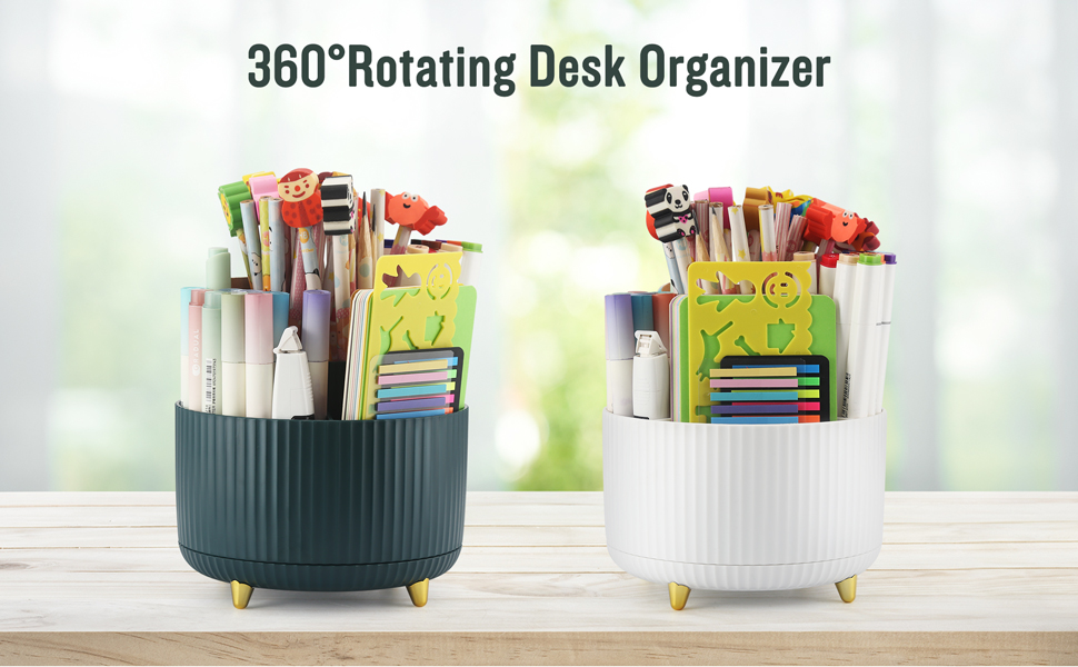 DOCMON Pen Pencil Holder for Desk, 360 Rotating Pen Pencil