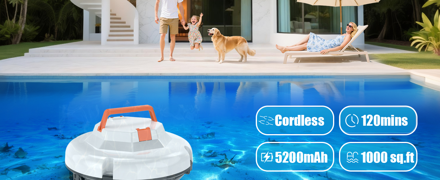 Cordless Robotic Pool Cleaner for Above Ground Pool Vacuum Robot Pool Vacuum for Inground Pools