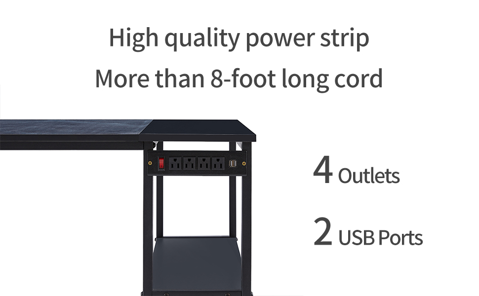 YOLOXO Computer Home Office Desk with Power Strip Outlet