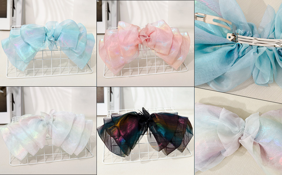Amazon.com : Outyua Tulle Pink Hair Bow for Women Big Bows