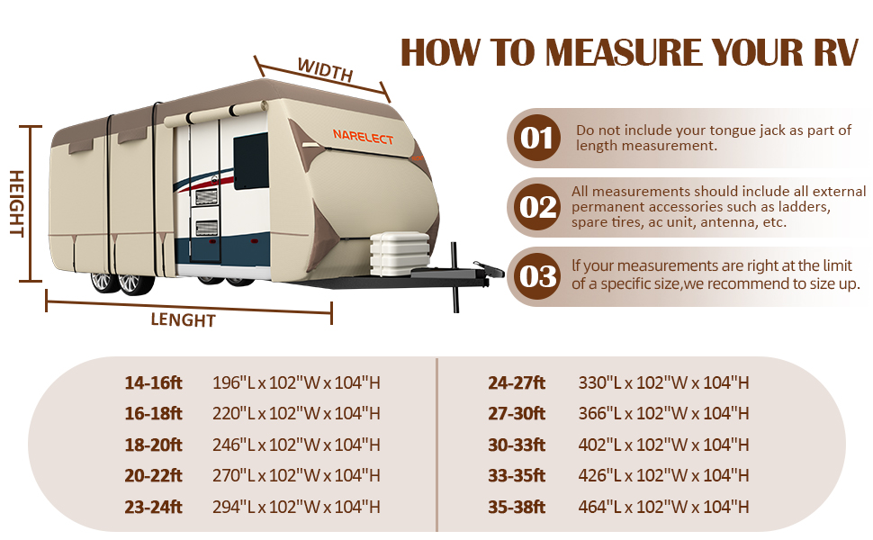 Narelect RV Cover Travel Trailer Cover, ExtraThick