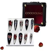 Hand Made Press On Nails, Red Press On Nails, 3D Press On Nails, Nails For Women, Y2K Press On Na...