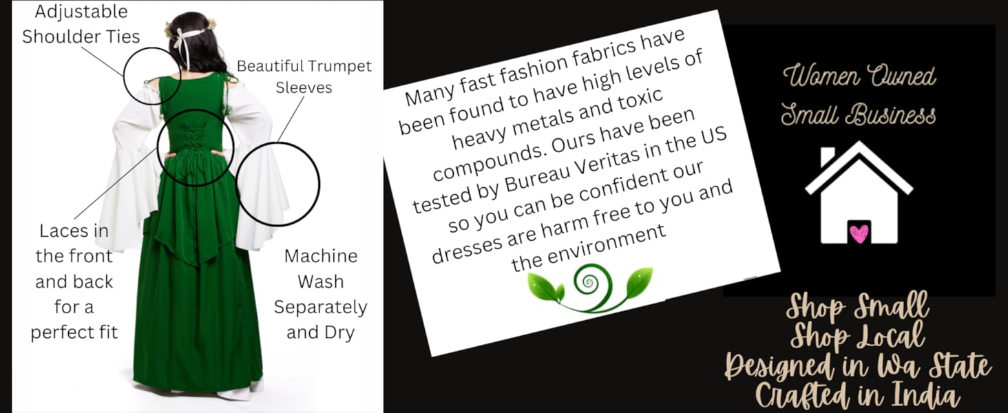 Renaissance reminisce costume faire women's chemise irish over dress plus sized corset fairy wench