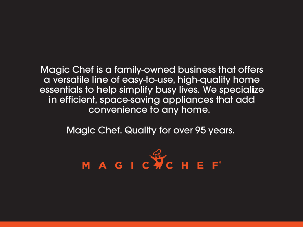 A black text box. Text reads: Magic Chef. 