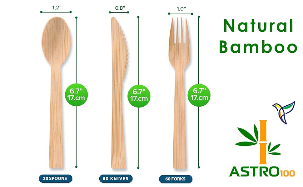 Cutlery Set Product Size Natural Bamboo