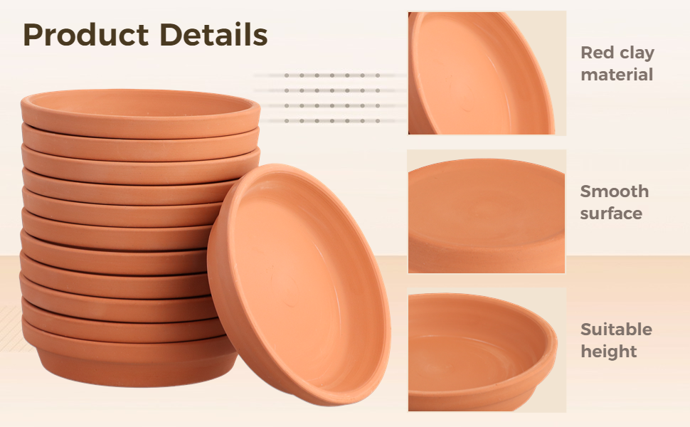 12Pcs Terracotta Pot Plant Saucers, 5 Inch Flower Pot Saucers, Durable and Thicker
